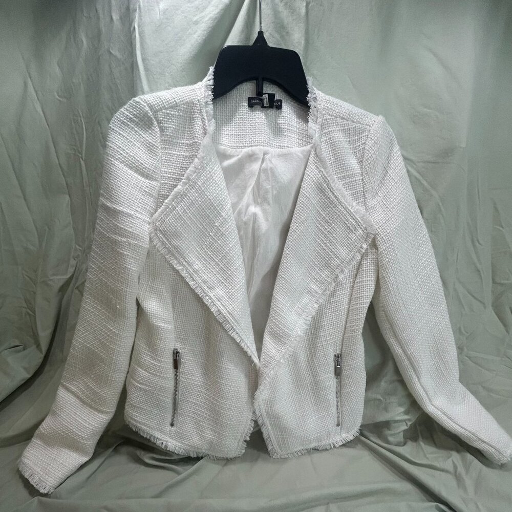 Saks Fifth Ave - White tweed jacket/blazer - Size Small Petite